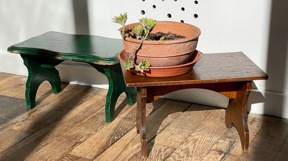 Image 1 of 2 mini Vintage WOODEN TABOURETS