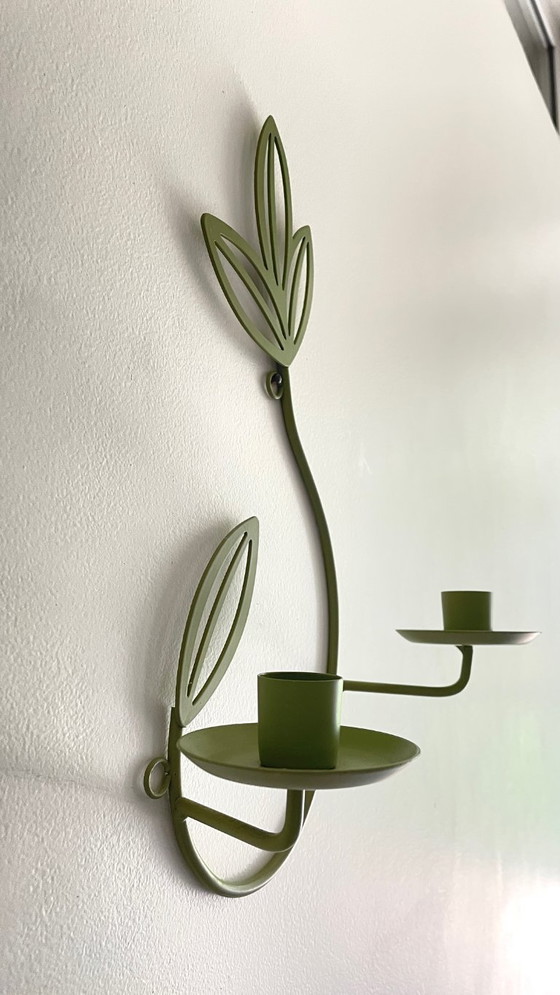 Image 1 of Wand-Kugelschreiber Blatt Metall GRÜN Salbei