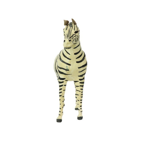 Image 1 of Vintage Zebra Paper Mache and Leather