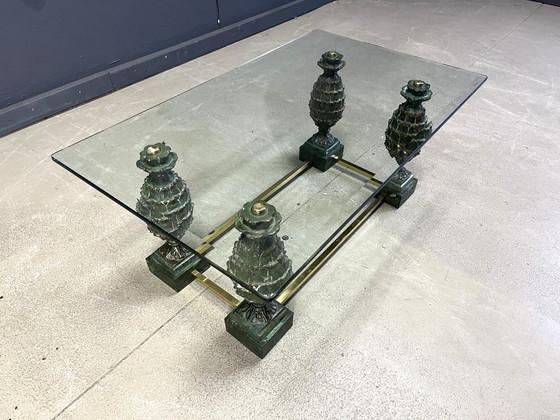 Image 1 of Mesa de centro de piña de latón, década de 1970