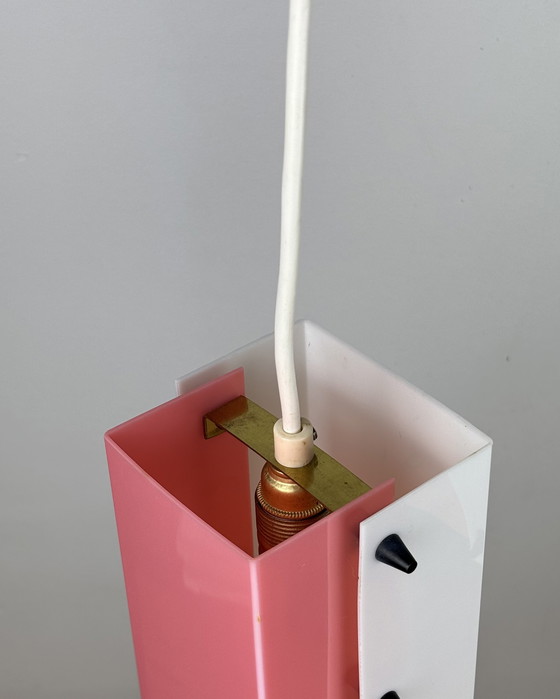 Image 1 of Space Age Pendant lamp, Acrylic, 1960s, Mid Century, Vintage Lamp, Pink-White, Germany, 50s, Pop Art, Minimalism, Industrial