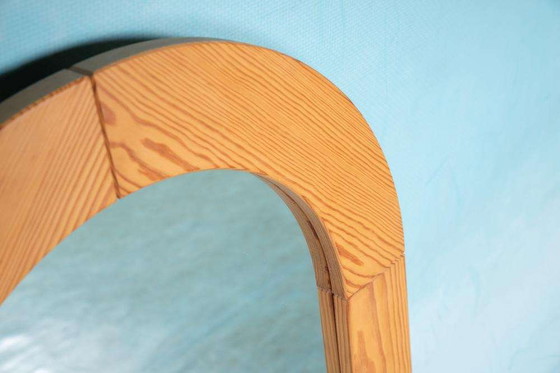 Image 1 of Vintage large pine mirror 70s l craftmenship spiegel hout