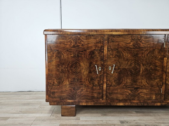 Buffet bas Art Déco en noyer à trois portes, années 1940 – Bois, Klassiek (photo 12 of 27)