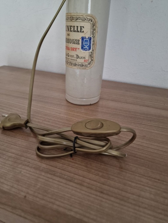 Image 1 of Stoneware lamp with blue raffia lampshade