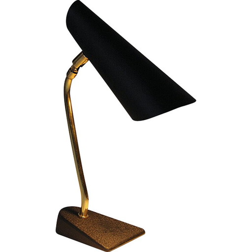Vintage Tischlampe aus schwarzem Metall, Schweden 1950