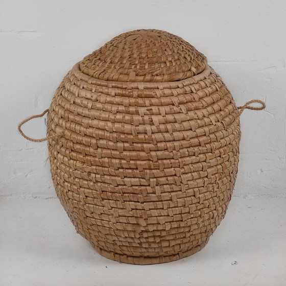 Antiker Weidenkorb mit Deckel (ca. 1930), Dekorative Objekte, Korbgeflecht, Braun, Rustic (Foto 17 von 22)
