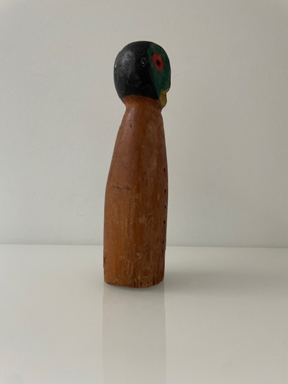 Image 1 of Figurine vintage en bois sculpté, de style primitif et expressif