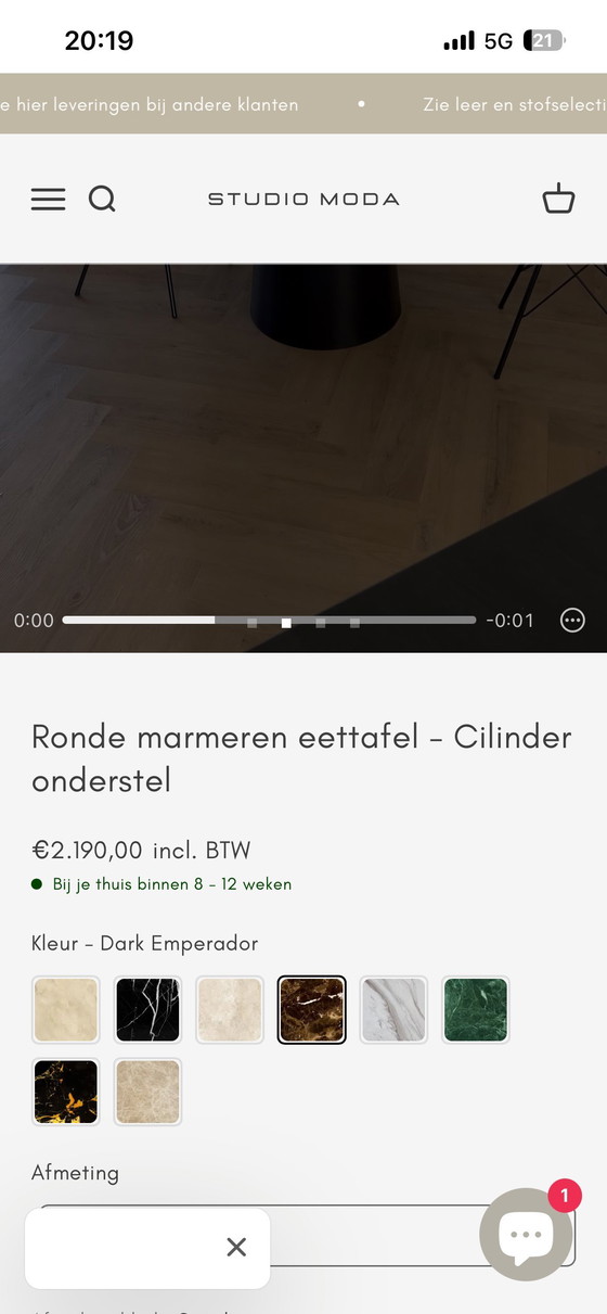 Image 1 of Table de salle à manger ronde en marbre (150 cm) - Studio Moda