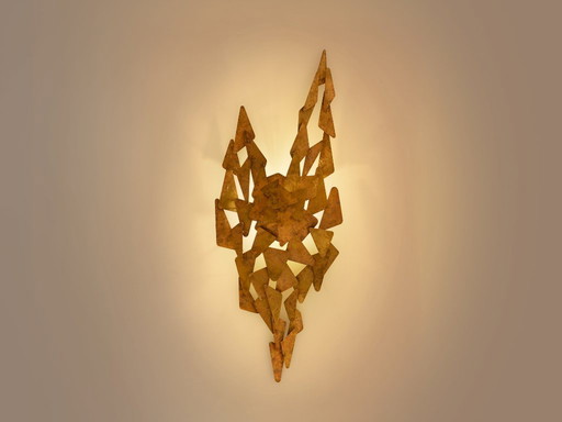 Scultura da parete in metallo patinato Auguste Fix, anni '70