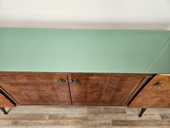 Image 1 of Mahogany-clad sideboard with glass top