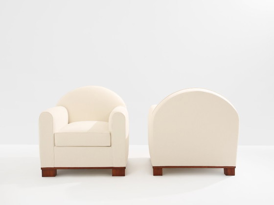 Image 1 of Paire de fauteuils club modernistes en palissandre, Jacques Adnet, 1931