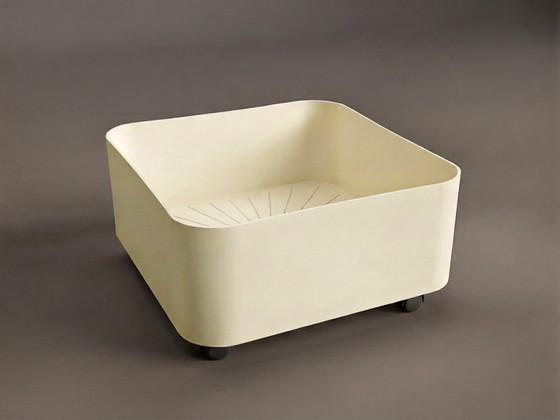 Image 1 of Vintage Kartell 4682 bloempot uit de jaren 70 – Ontworpen door Anna Castelli, gemaakt in Italië, witte pot op wielen