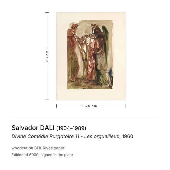 Image 1 of Salvador DALI Divine Comédie Purgatoire 11 - Les orgueilleux woodcut 1960
