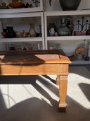 Vintage Houten & Rattan Langwerpige Wabisabi Salontafel