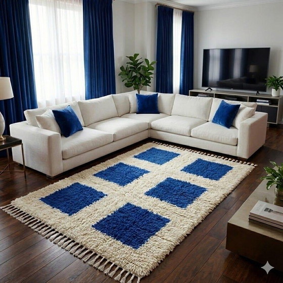 Custom-made blue tiled Rugs & carpets – Textile, Wool (photo 7 of 8)