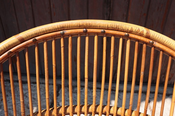 Image 1 of Paar rotan fauteuils van Audoux Minet 1950