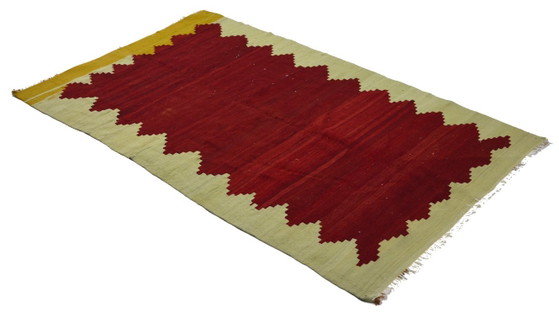 Vintage Turkse Canakkale Yoruk Kilim 213x133 cm – Minimalistisch handgeweven wollen tapijt met opvallend (photo 5 of 10)