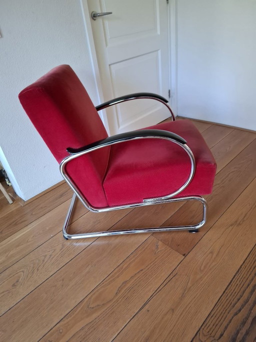 Dutch Originals Gispen 407 fauteuil rode ribstof