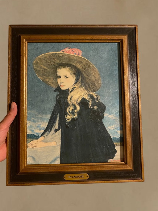 Peinture à l'huile intitulée "Henriette au grand chapeau" par Henri-Jacques Evenepoel