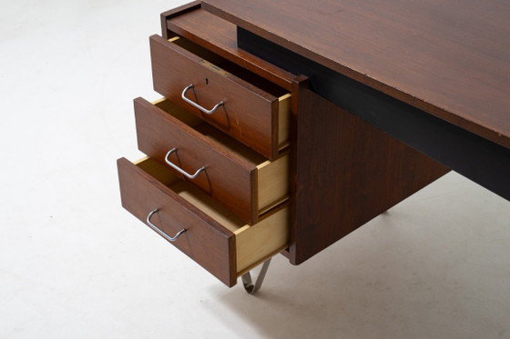 Floating minimalist hairpin desk by Nijkerk, 1950s – Wood (photo 10 of 10)