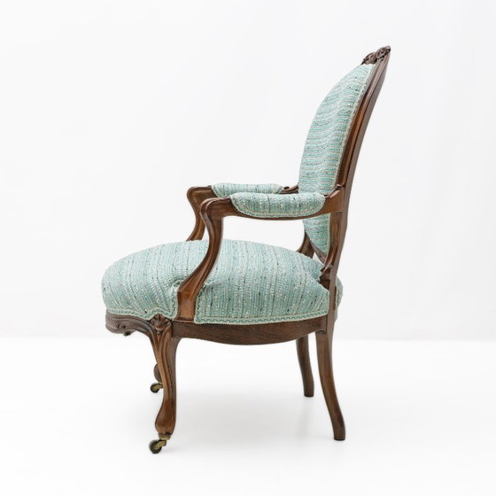 Image 1 of Een paar Franse fauteuils in Louis Philippe-stijl, 19e eeuw.