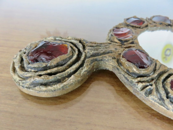 Image 1 of Espejo de Murano, Italia, Creaciones Gobesso, cristal de Murano y resina dorada, circa 1960