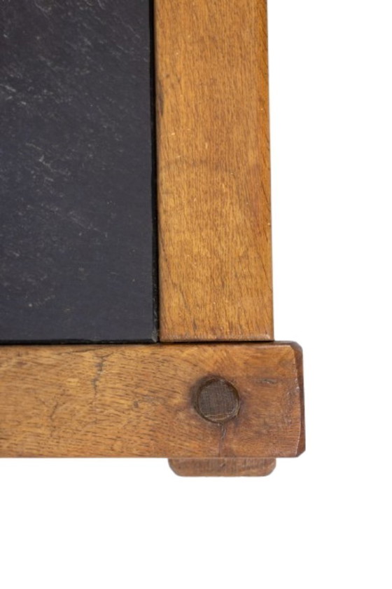 Image 1 of Brutalistisches Couchtischpaar aus Eiche und Schiefer.  Circa 1960.