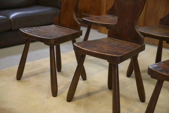Lot de 8 chaises de monastère années 1950 – Chaises de salle à manger, Bois, Vintage (photo 4 of 11)