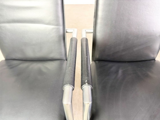 Image 1 of 4er Set Ronald Schmitt RST 4 Stühle Leder Design Stuhl Armlehnen