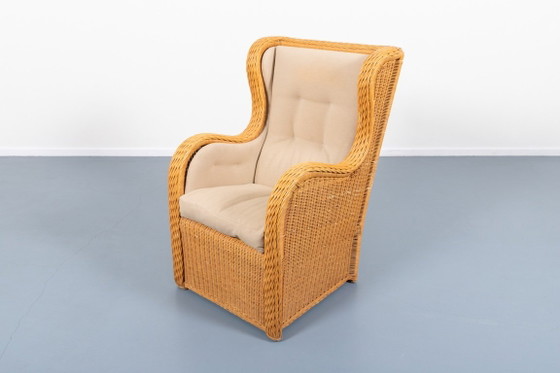 Image 1 of Vintage Italiaanse design fauteuil van riet