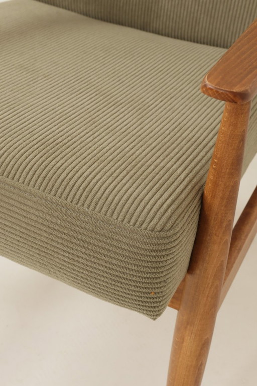 Vintage-Sessel aus khakigrünem Cord, Design von H.Lis