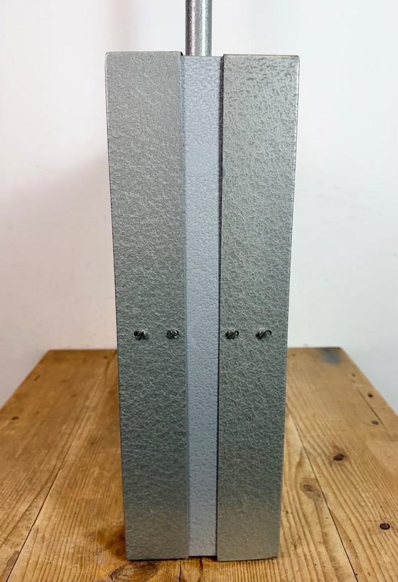 Image 1 of Large Square Industrial Double-Sided Factory Clock from Pragotron, 1960s