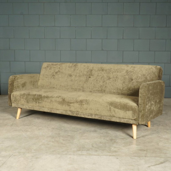 Image 1 of Divano/divano letto vintage in velluto verde, anni '70