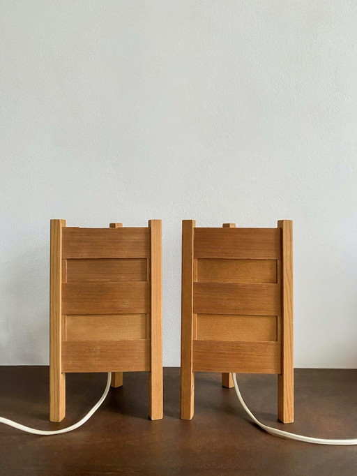 Pair of Pine Wood Table Lamps - Luleå Stjärslöjd