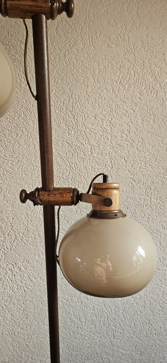 Image 1 of Lampadaire vintage en bois Herda en forme de champignon