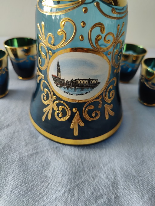 Decantador Hecho a Mano con Vaso de Chupito – glazen karaffen, Glass, Gold (photo 2 of 6)