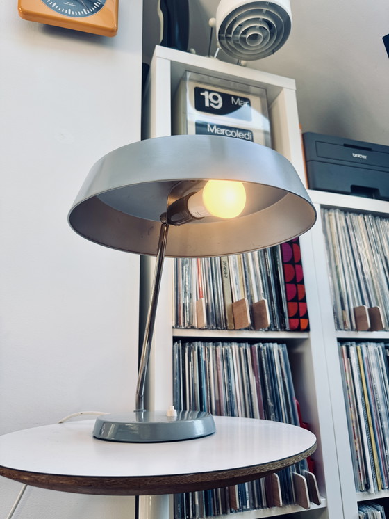 Image 1 of Bauhaus Table Lamp by VEB NARVA Lengefeld – Vintage 1960s Adjustable UFO Desk Light, West Germany Mid-Century Modern Lamp