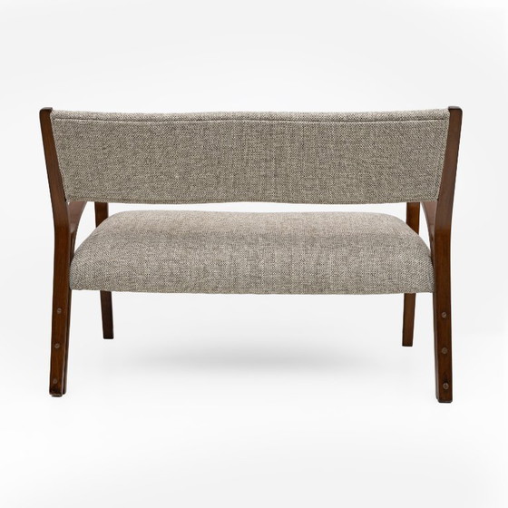 Image 1 of Art Dèco Italiaanse stoffen twee fauteuils en kleine bank, jaren 1930