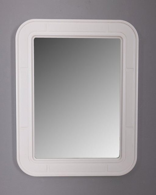 VINTAGE 1970S WALL MIRROR IN WHITE PLASTIC BY CARRARA MATTA DESIGN