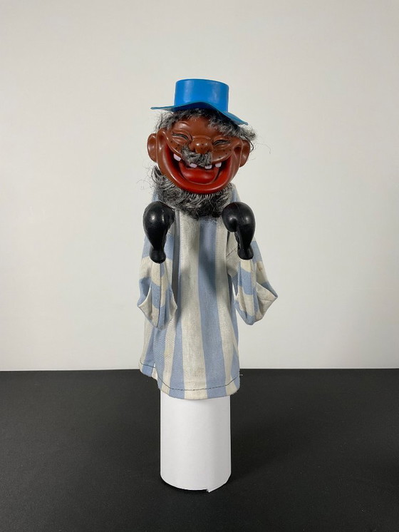 Image 1 of Pair of Vintage Boxing Hand Puppets Asian Man and Clown