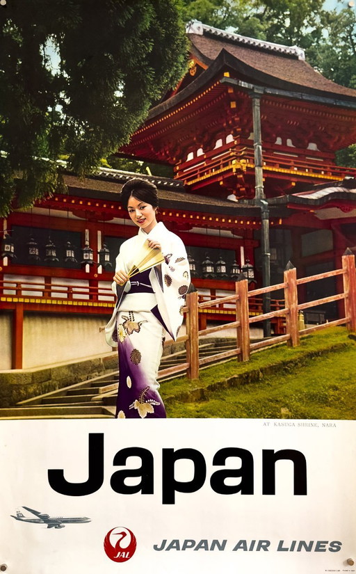 ✈️ Japon — Au sanctuaire Kasuga, Nara – 1961 – Affiche originale de Japan Airlines (JAL) | 100,5 × 62,5 cm | Japon