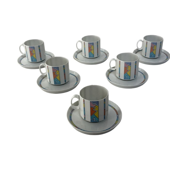 Image 1 of Rosenthal Studio-Linie - Estilo Memphis - juego de 6 tazas + platillos - Flash