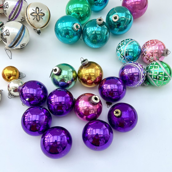 Image 1 of Collectie vintage glazen kerstboomversieringen – jaren 1950-1970