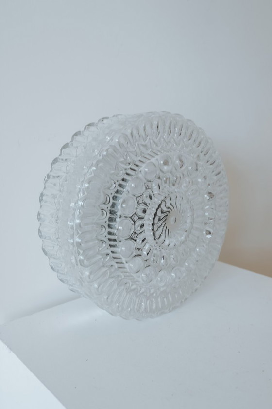 Image 1 of Vintage plafondlamp rond bubbelglas, jaren 70