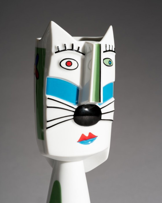 Image 1 of Zeldzame porseleinen kandelaar van Otmar Alt Rosenthal, "Cat-Light", Duitsland, jaren 80-90.