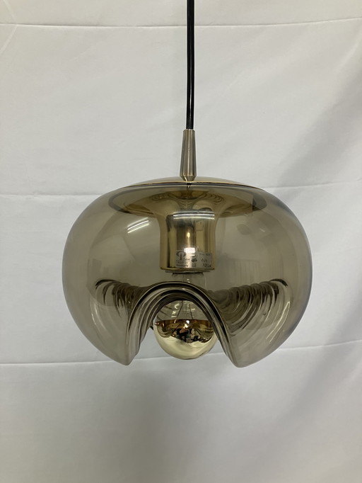 Vintage Futura wave pendant lamp by Peill & Putzler smoked glass