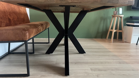 Image 1 of Mango wood dining table with steel legs