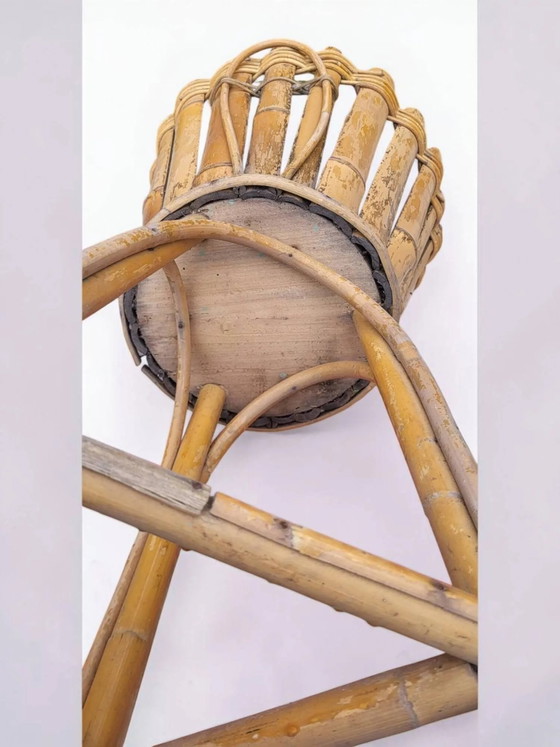Rotan plantenstandaard uit de jaren 60 – Plantenbak, Wicker, Rattan, Bohemian (photo 6 of 7)
