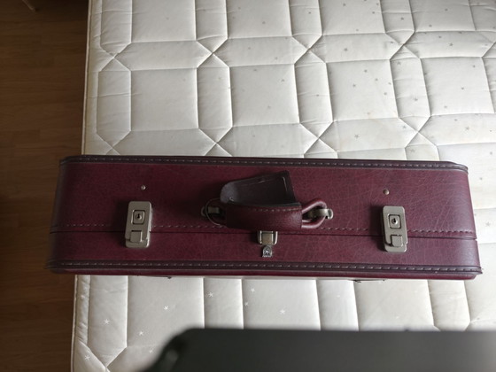 Bella Valigia da Viaggio Vintage, Borse da viaggio, Metallo, Tessile, Rosso (foto 3 di 7)