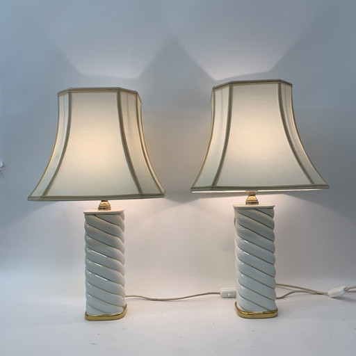2 lampade da tavolo in ceramica a spirale, italiane, anni '70